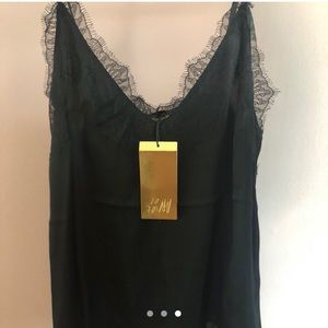 H&M NEVER BEEN WORN black silk camisole